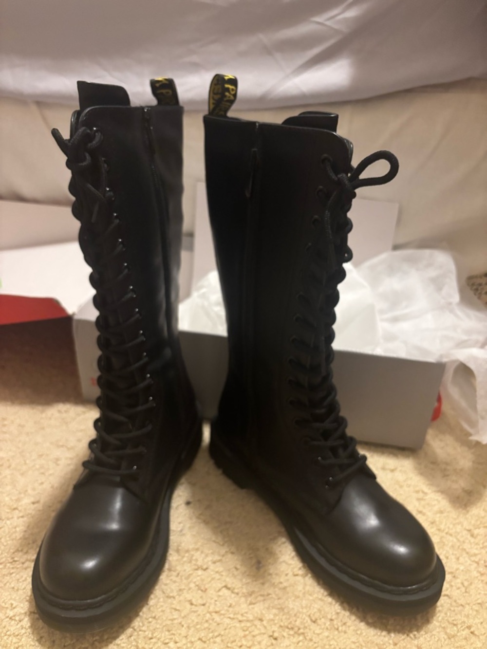 Dream Pairs Black Lace-Up Knee-High Combat Boots